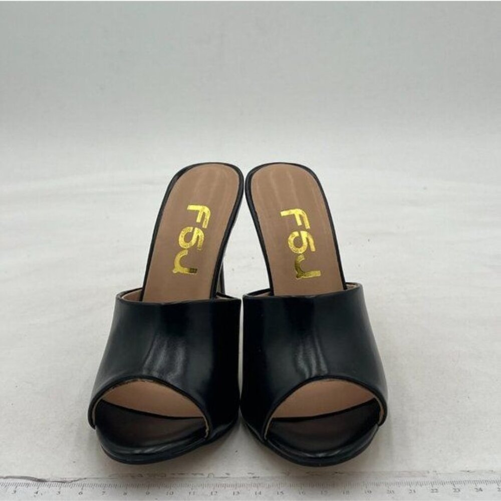 FSJ Black High Heel Open Toe Mule - Picture 3 of 7